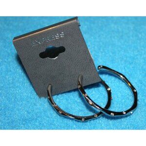 Express Silver Tone Rhinestone Wave Sculptural Hoop Earrings Vintage Y2K Deadsto